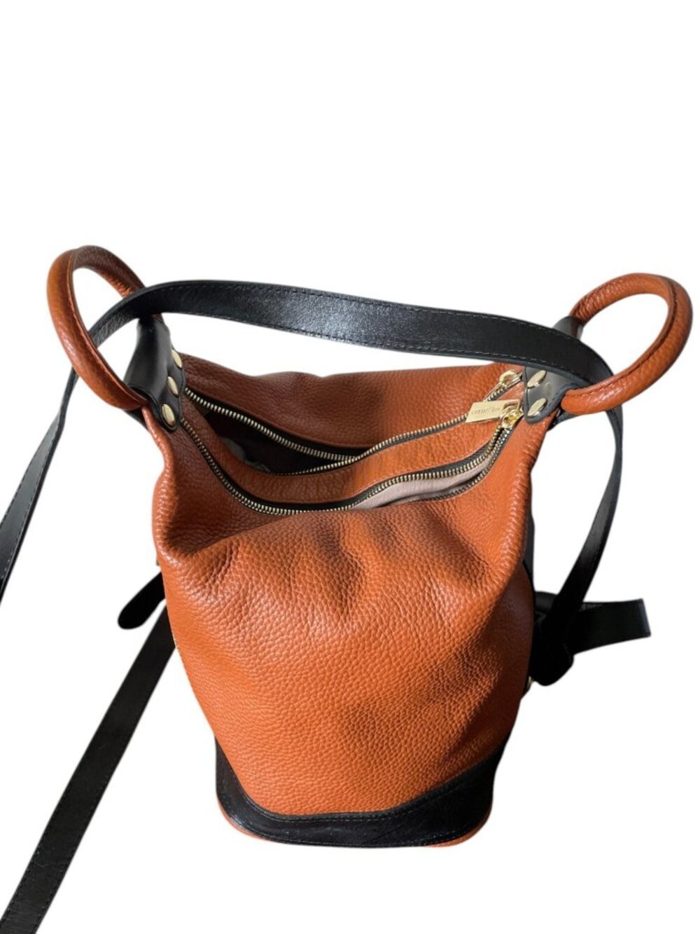 Valentina Italy Genuine Pebbled Leather Convertible Sling Backpack Bag - Excelle - Picture 4 of 12